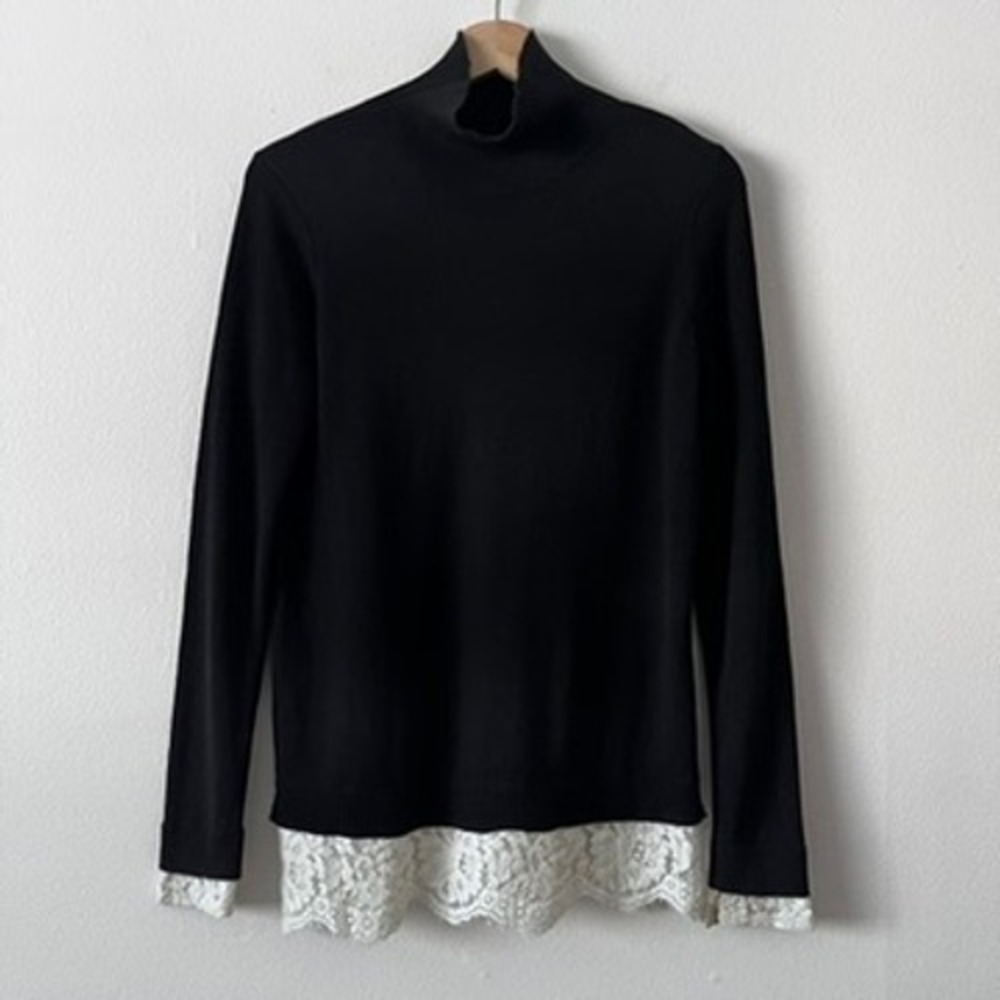 C by Bloomingdale's Cashmere 100% Cashmere Layered Look Sweater Black size XS